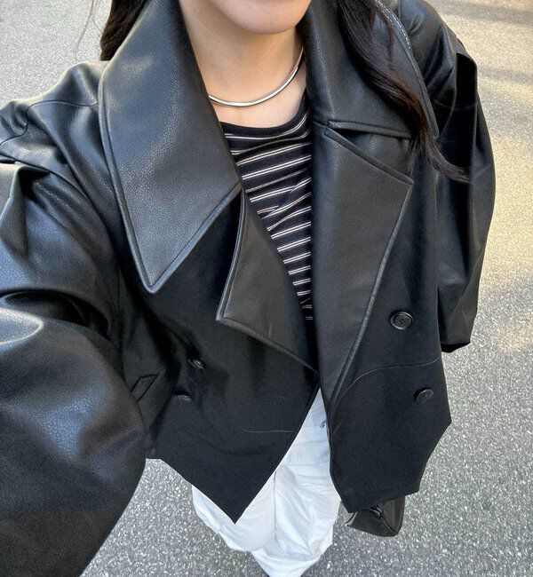  「【サイズ展開あり】レザーミドルコート」|その他|