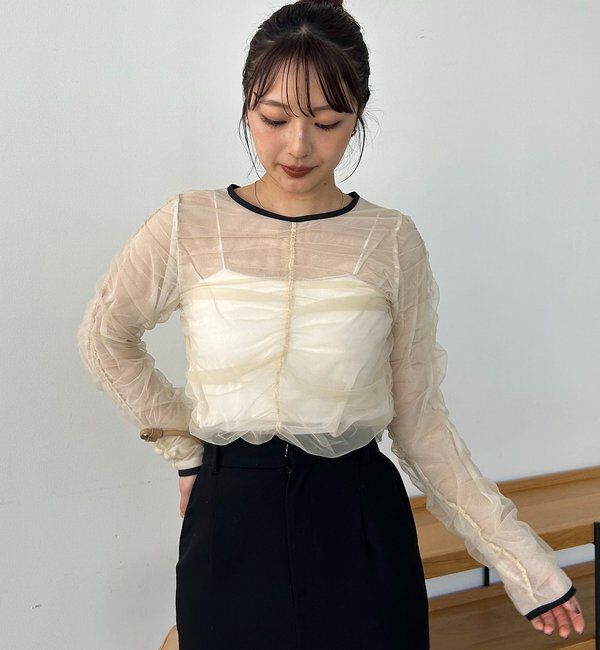  「チュールギャザーブラウス」|シャツ・ブラウス|