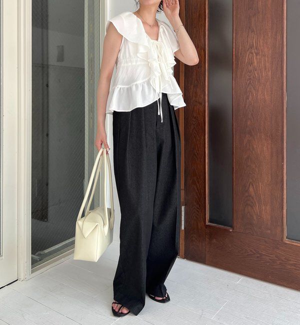  「【新色ピンク】フリルカラーブラウス」|シャツ・ブラウス|