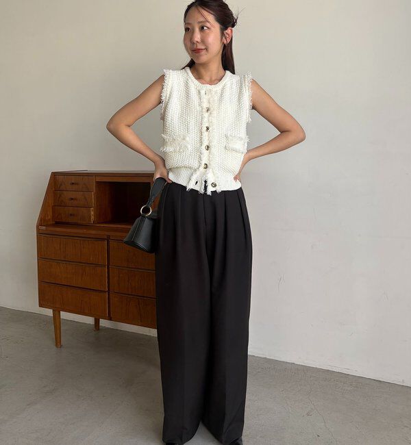  「ツイードライクフリンジベスト」|ニット・セーター|