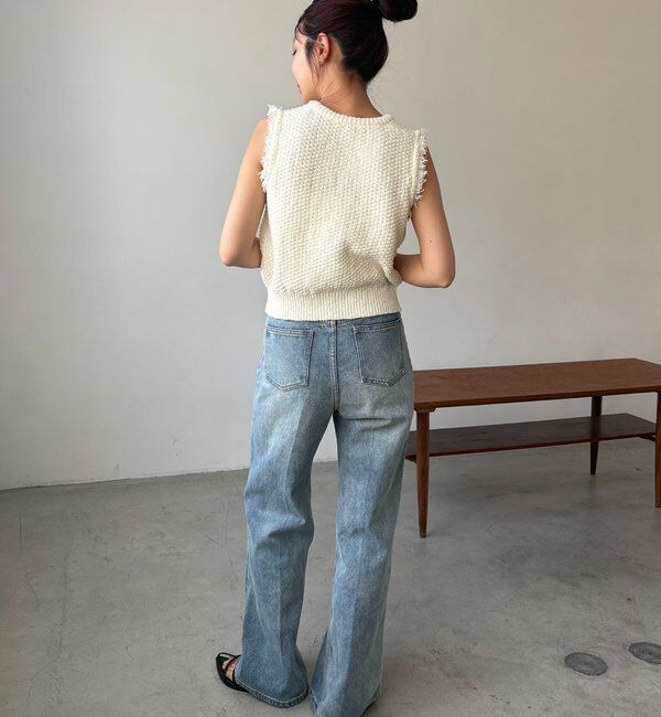  「ツイードライクフリンジベスト」|ニット・セーター|