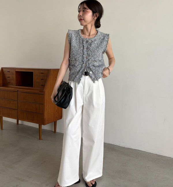  「ツイードライクフリンジベスト」|ニット・セーター|