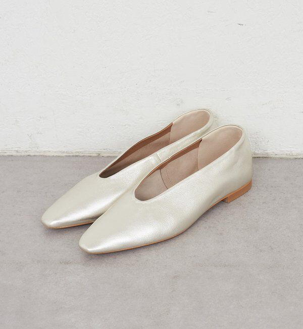  「フラットシューズ」|パンプス|ゴールド