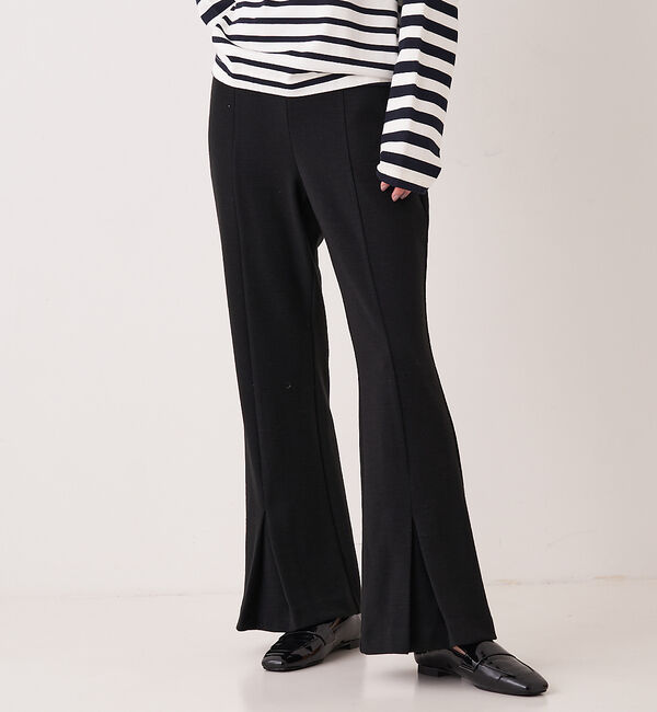 collex「【WEB限定】ウール混　カットポンチフレアパンツ」|その他|ブラック