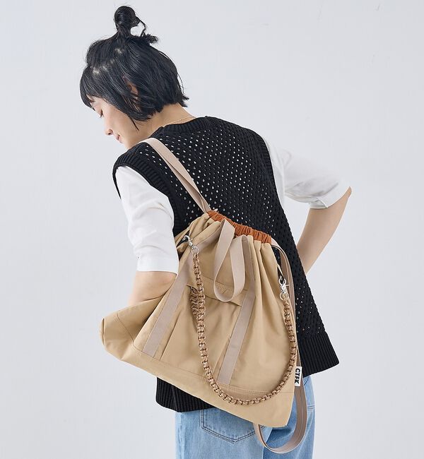 collex「【WEB限定】【CTFK/コントロールフリーク】ナイロン3WAYスクエアトート」|リュック|ベージュ