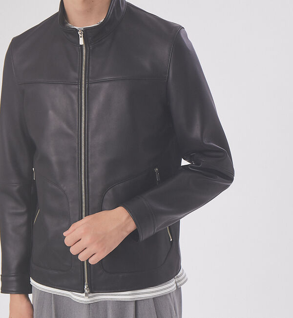 ABAHOUSE「ラムレザー スタンドカラー ブルゾン」|ブルゾン・スタジャン|