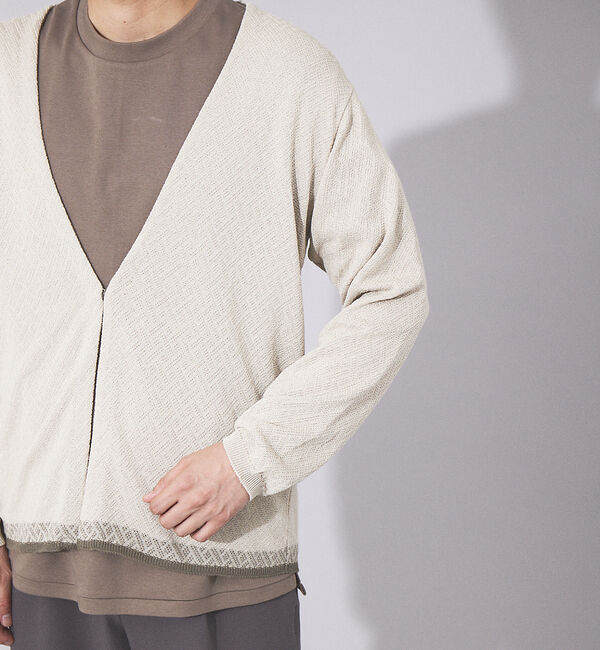 ABAHOUSE「【バスケット柄】 ワンボタン カーディガン」|カーディガン|