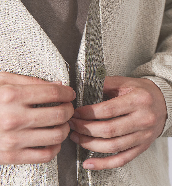 ABAHOUSE「【バスケット柄】 ワンボタン カーディガン」|カーディガン|