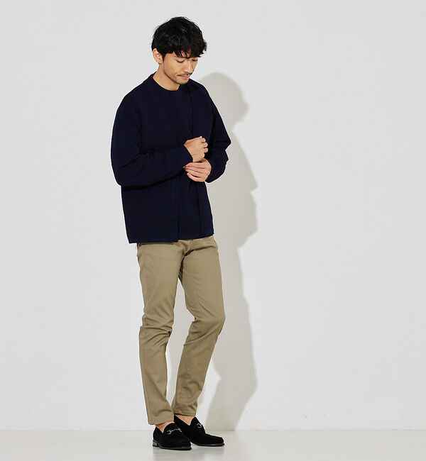 ABAHOUSE「【ウォッシャブル】リップルボーダー ボタンレス ニット カーディガン」|カーディガン|