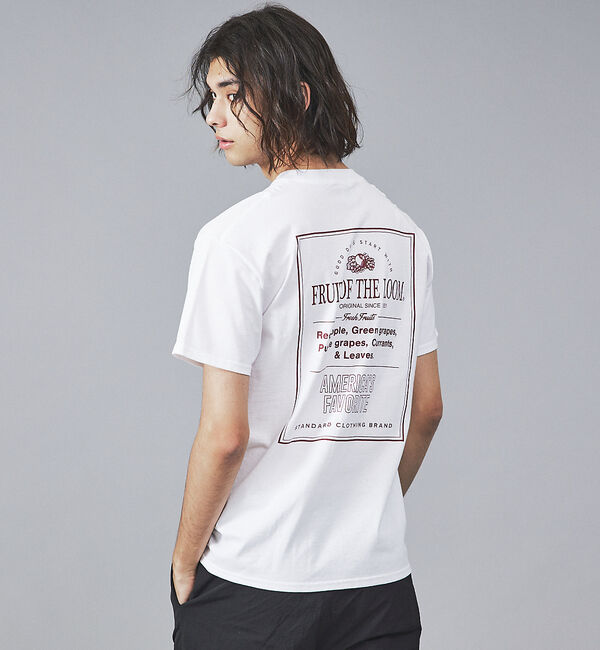 ABAHOUSE「【FRUIT OF THE LOOM】フロント＆バックプリント クルーネック シ」|Tシャツ・カットソー|ホワイト