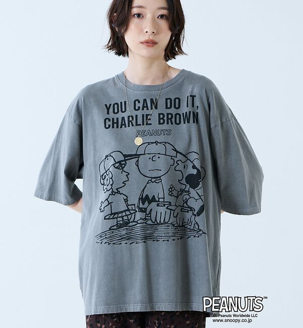 Rouge vif「【JOHNBULL/ジョンブル】PEANUTS プリントTシャツ / スヌーピー」|Tシャツ・カットソー|ブラック系その他2