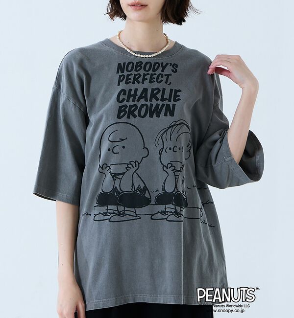 Rouge vif「【JOHNBULL/ジョンブル】PEANUTS プリントTシャツ / スヌーピー」|Tシャツ・カットソー|ブラック系その他3