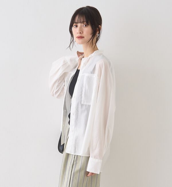 Rouge vif「シアースタンドネックシャツ/バンドカラーシャツ」|シャツ・ブラウス|