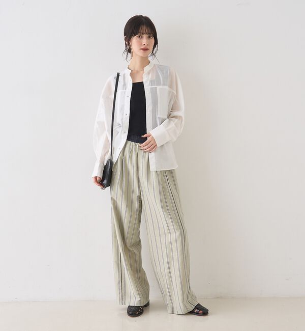 Rouge vif「シアースタンドネックシャツ/バンドカラーシャツ」|シャツ・ブラウス|