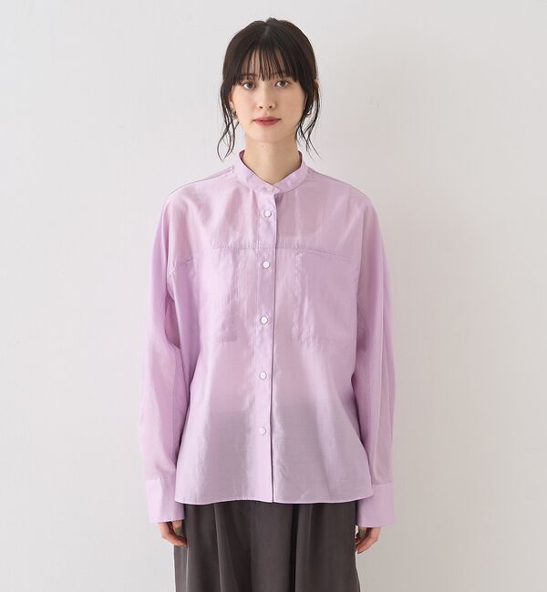 Rouge vif「シアースタンドネックシャツ/バンドカラーシャツ」|シャツ・ブラウス|