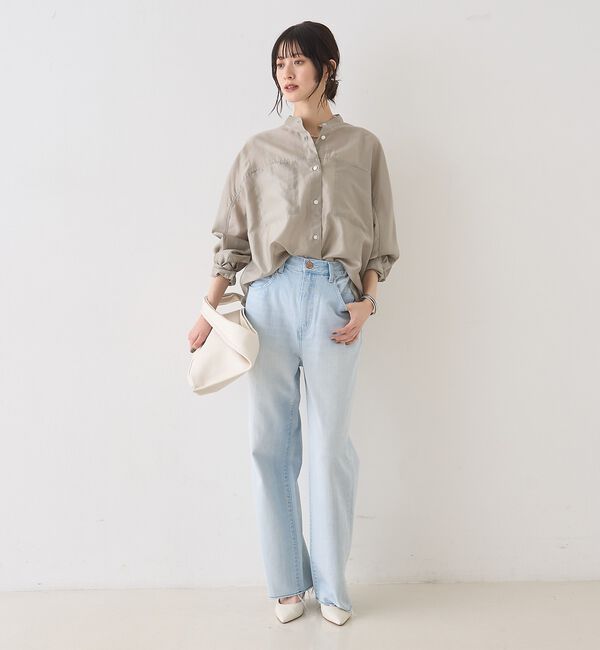 Rouge vif「シアースタンドネックシャツ/バンドカラーシャツ」|シャツ・ブラウス|