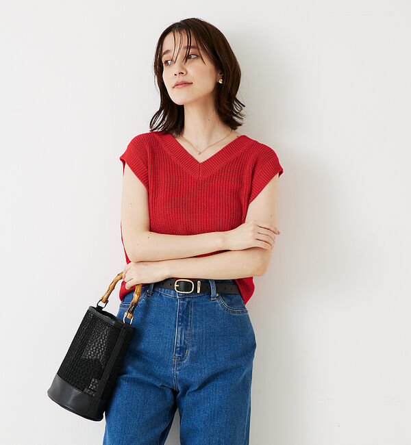 abahouse mavie「片畦ノースリーブ2WAYニット」|ニット・セーター|