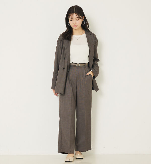 abahouse mavie「【セットアップ対応】グレンチェックセミワイドパンツ」|その他|