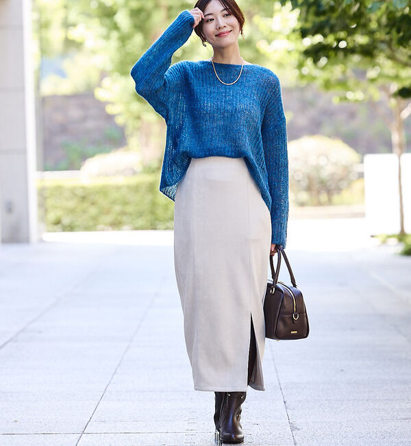 abahouse mavie「フェイクスウェード/フェイクレザースリットタイトスカート」|スカート|