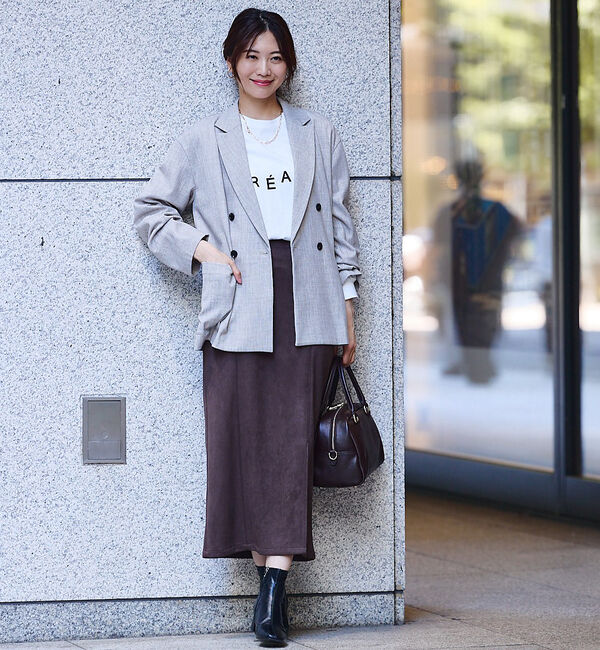 abahouse mavie「フェイクスウェード/フェイクレザースリットタイトスカート」|スカート|