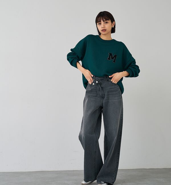 abahouse mavie「スウェットライク刺繍ニット」|ニット・セーター|