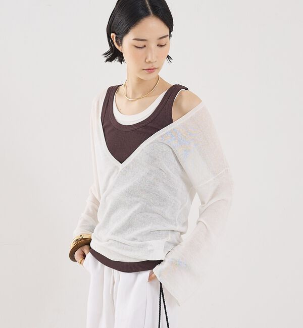 The Store by C' 「【COCUCA】リネンVネックニット」|ニット・セーター|