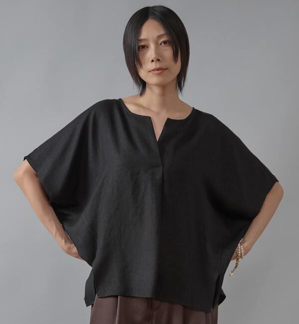 Liesse「《 定番 》トリアセ混スキッパードルマンブラウス」|シャツ・ブラウス|ブラック