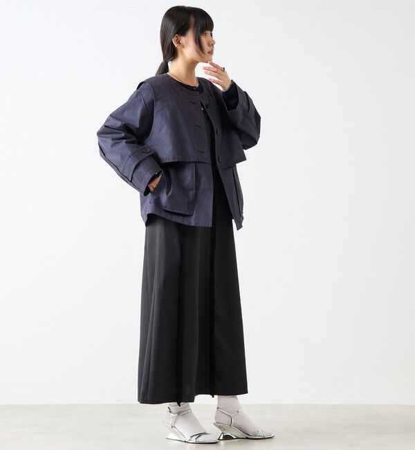 Soffitto「2枚着てる風配色パイピング短丈コート」|その他|