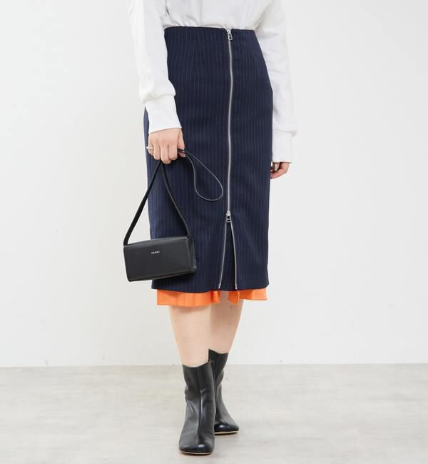 Soffitto「フロントジップミディ丈スカート」|スカート|ネイビー