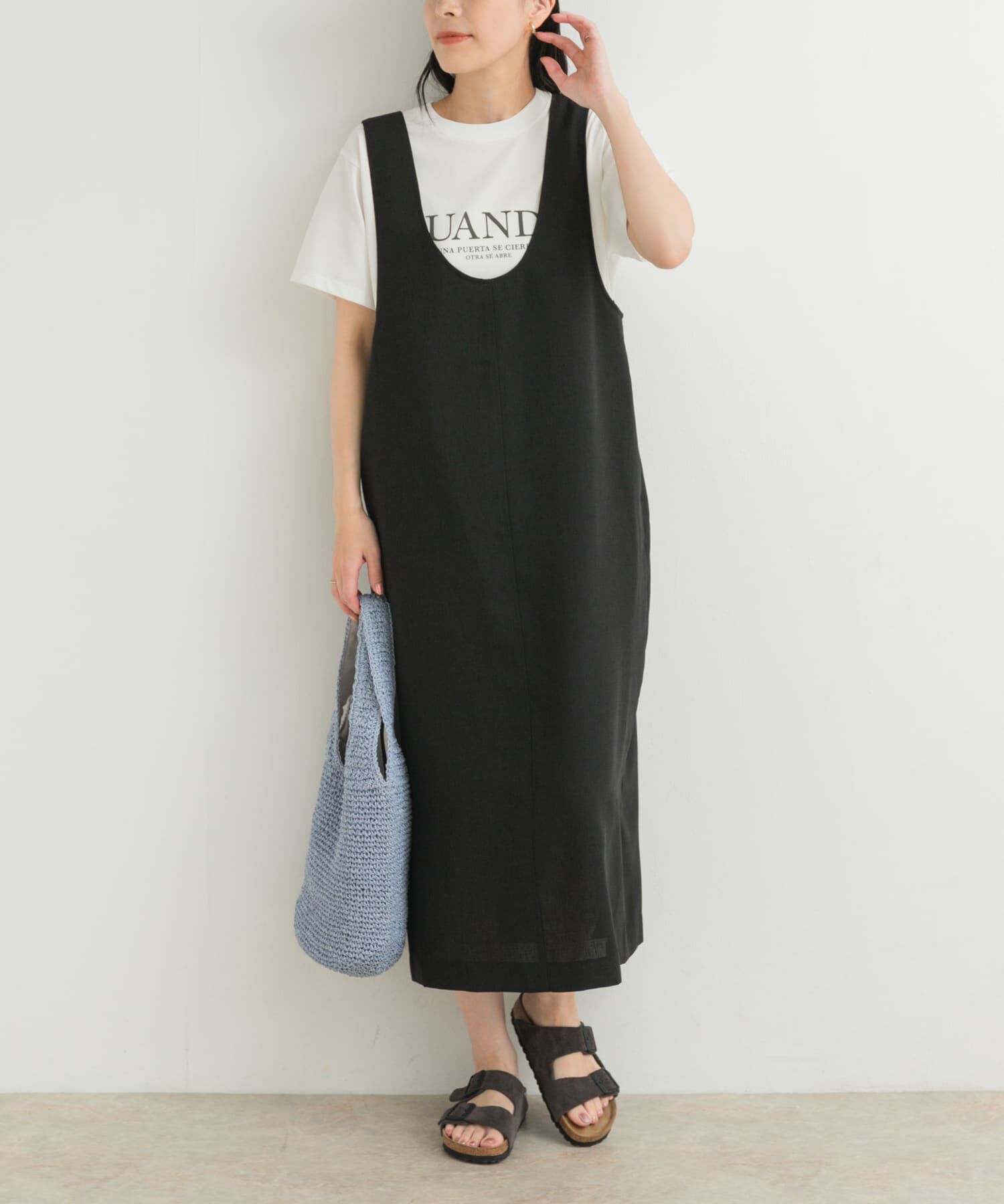 URBAN RESEARCH DOORS「ドライタッチUネックジャンパースカート」|ワンピース|