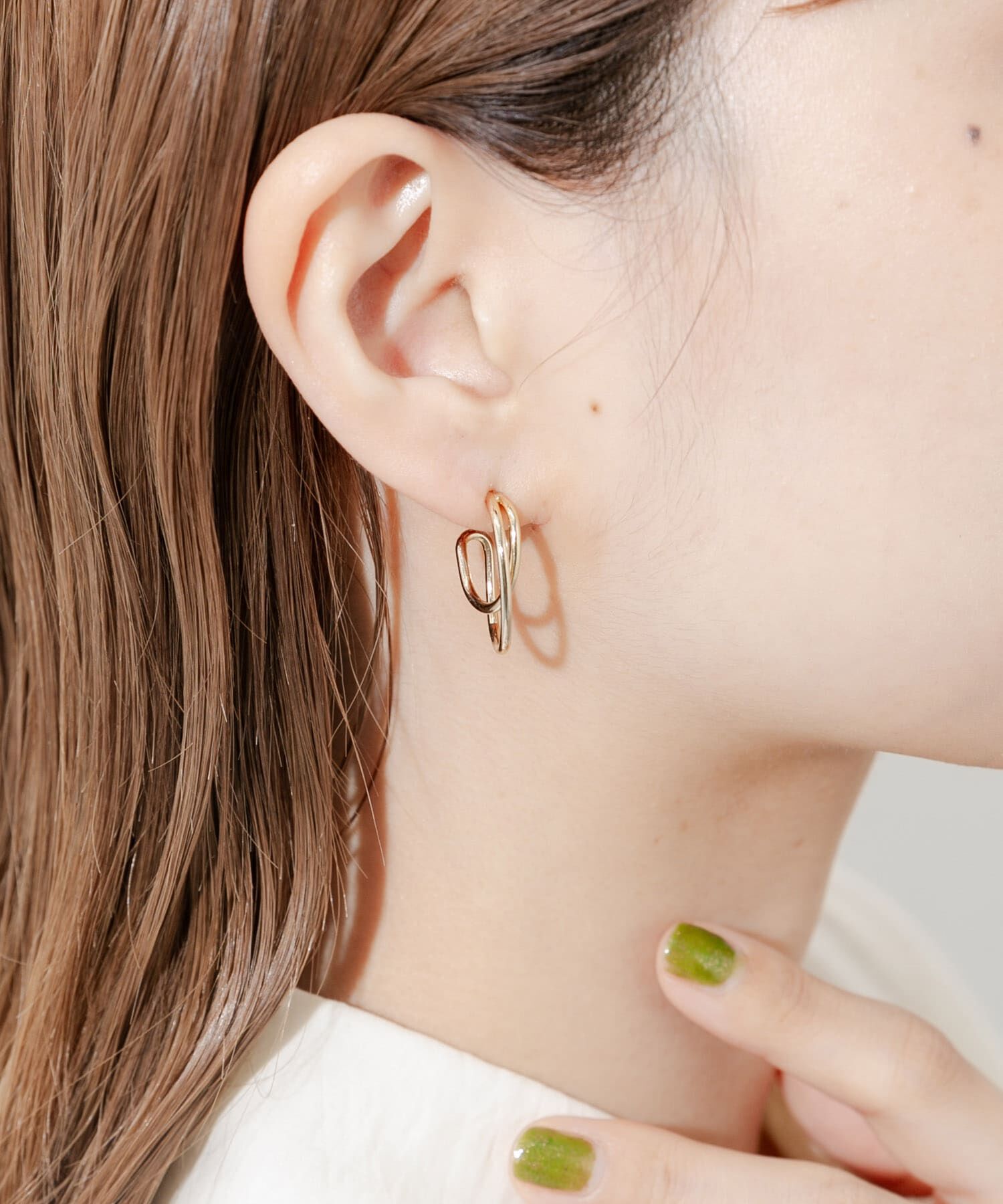 SMELLY「2WAYチェーンオーバルピアス」|ピアス|