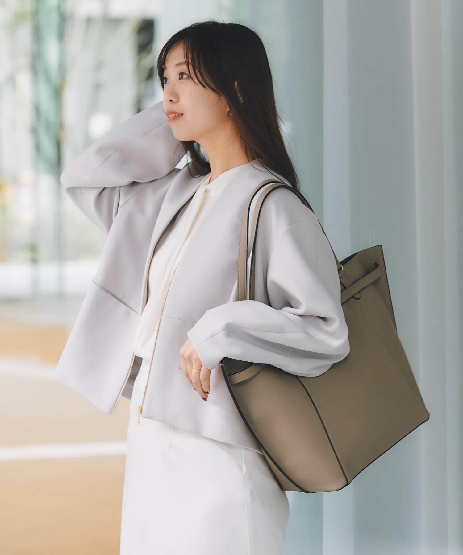 URBAN RESEARCH ROSSO「ストレッチジョーゼットブルゾン」|ブルゾン・スタジャン|グレー系その他