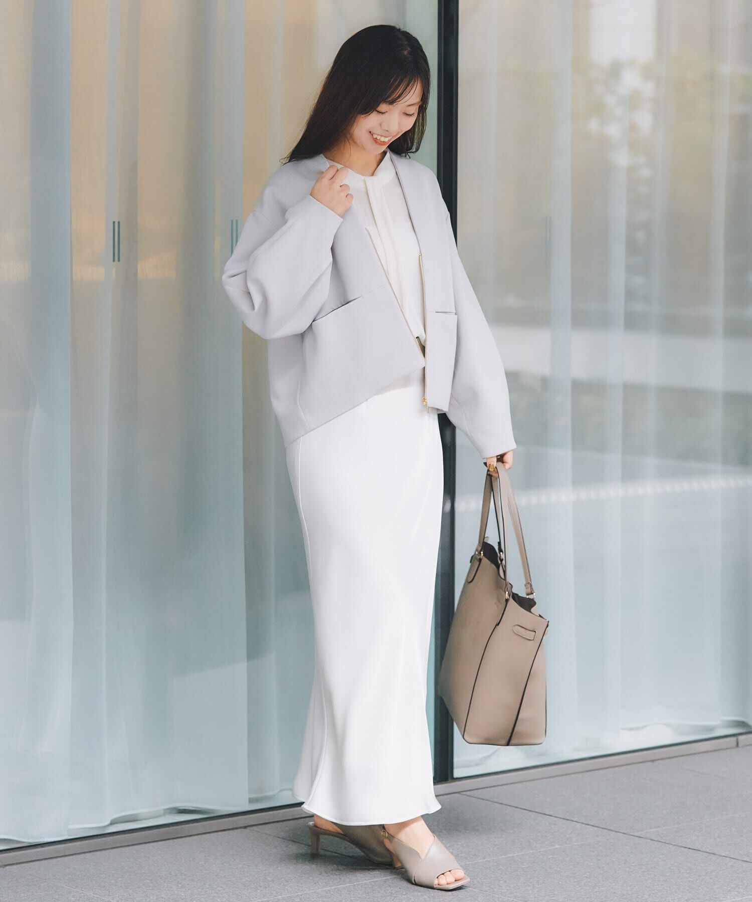 URBAN RESEARCH ROSSO「ストレッチジョーゼットブルゾン」|ブルゾン・スタジャン|