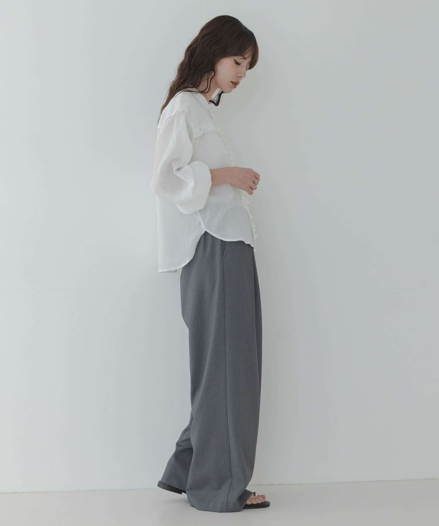 Sonny Label 「バンドカラーフリルコットンシャツブラウス」|シャツ・ブラウス|