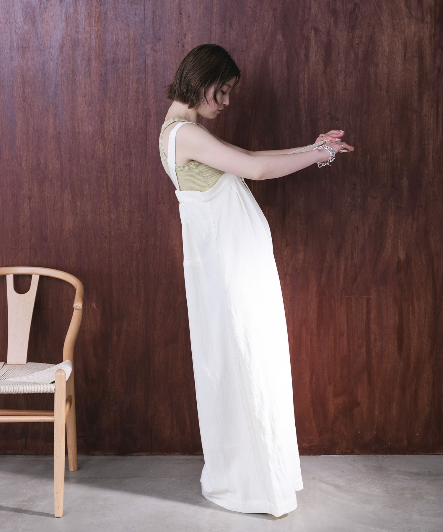  「『2サイズ展開』オーバーストラップワイドサロペット」|スカート|