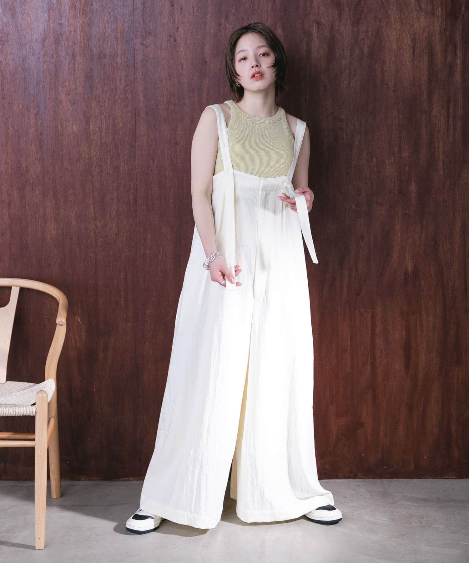  「『2サイズ展開』オーバーストラップワイドサロペット」|スカート|