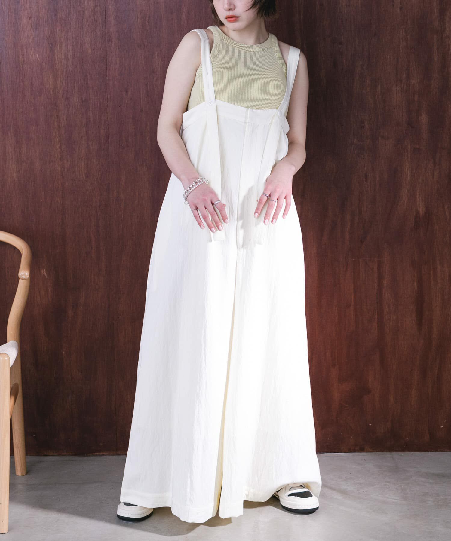  「『2サイズ展開』オーバーストラップワイドサロペット」|スカート|