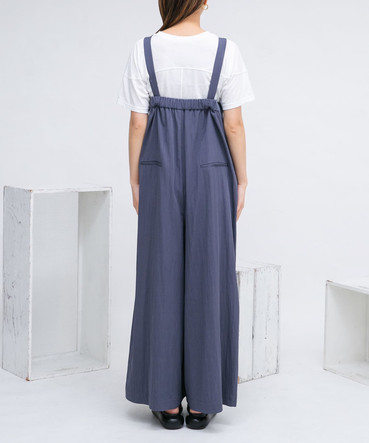  「『2サイズ展開』オーバーストラップワイドサロペット」|スカート|