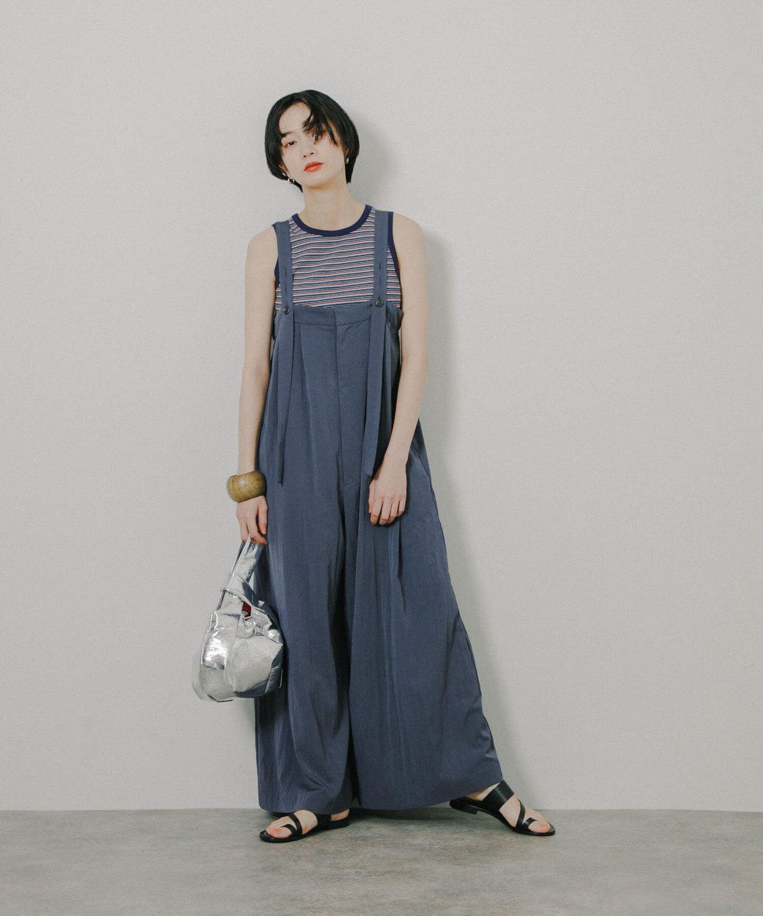  「『2サイズ展開』オーバーストラップワイドサロペット」|スカート|