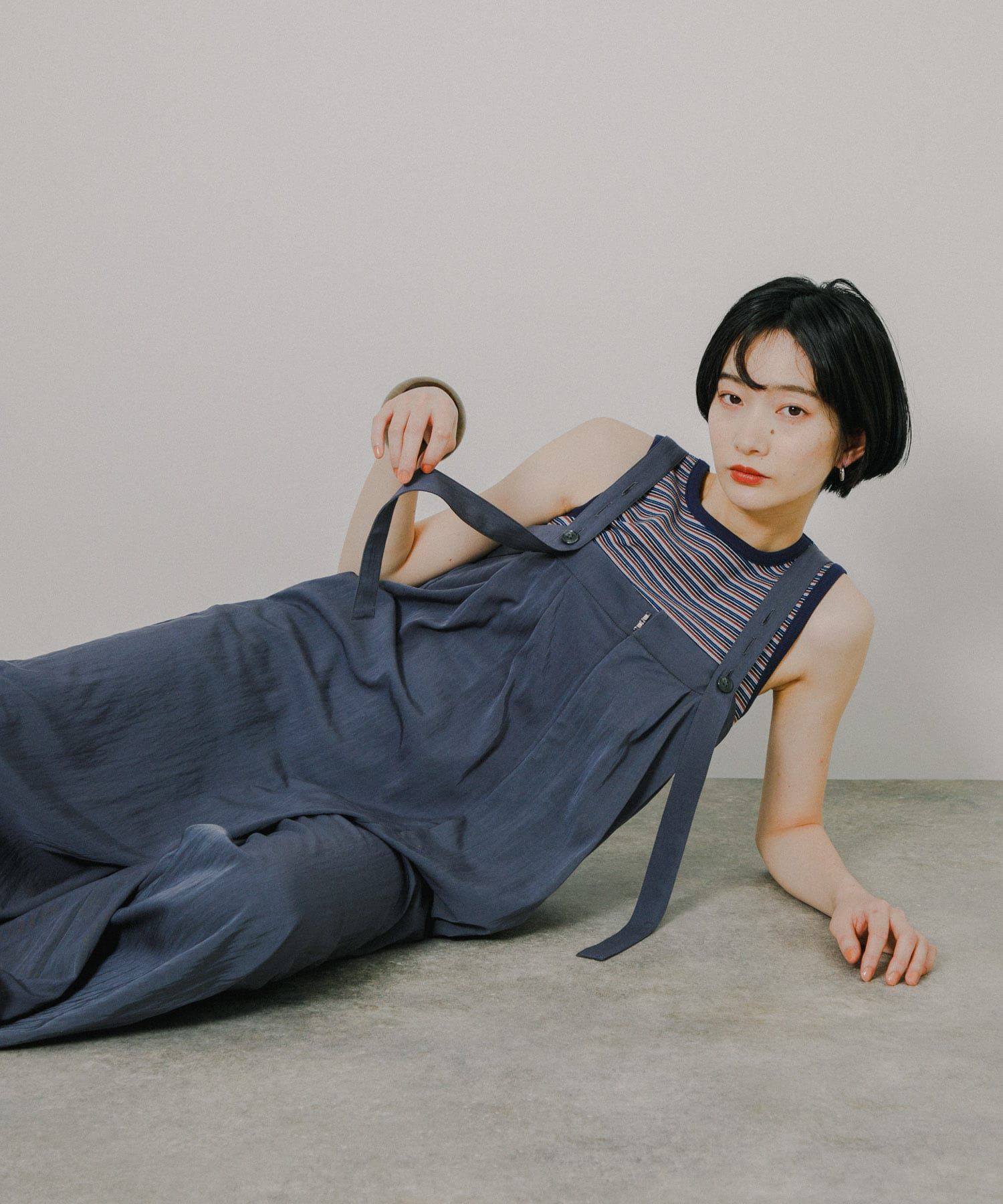  「『2サイズ展開』オーバーストラップワイドサロペット」|スカート|