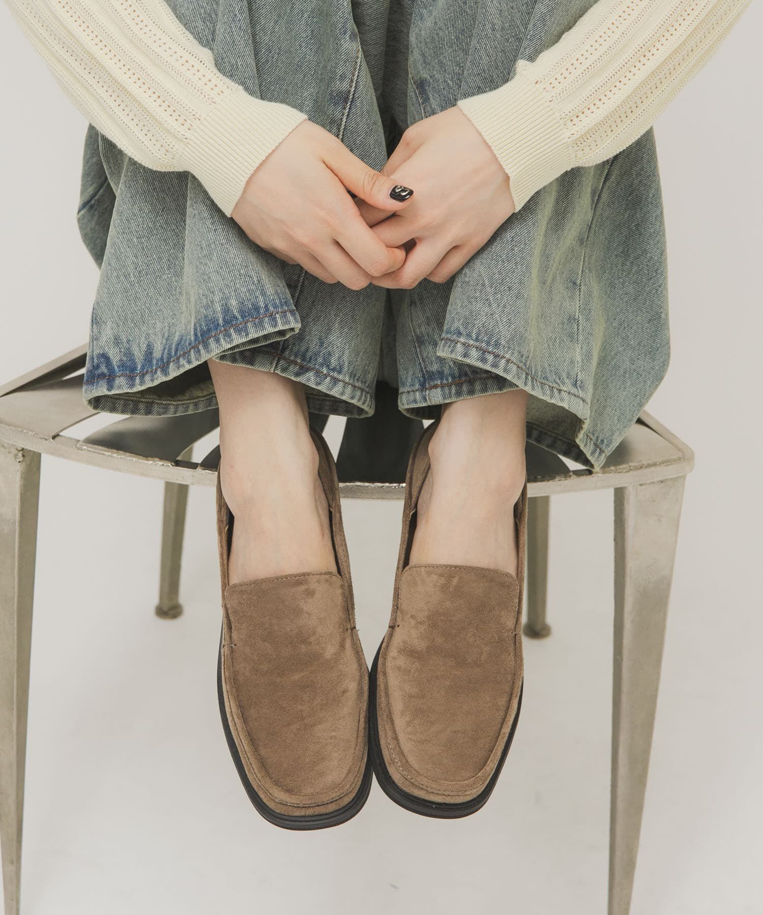  「スクエアトゥスライドローファー」|ローファー|