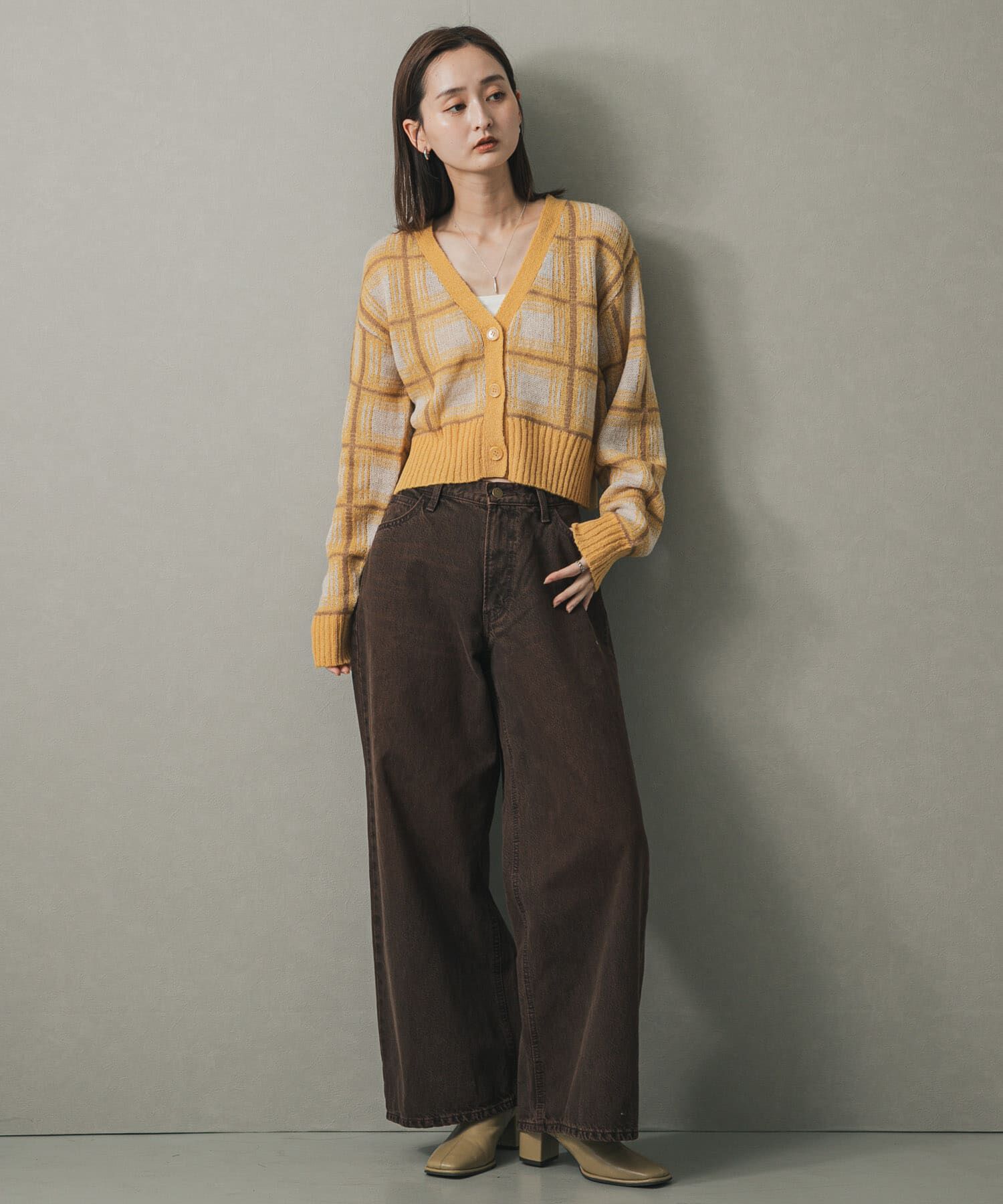 SENSE OF PLACE by URBAN RESEARCH「モヘアチェッククロップドカーディガン」|カーディガン|