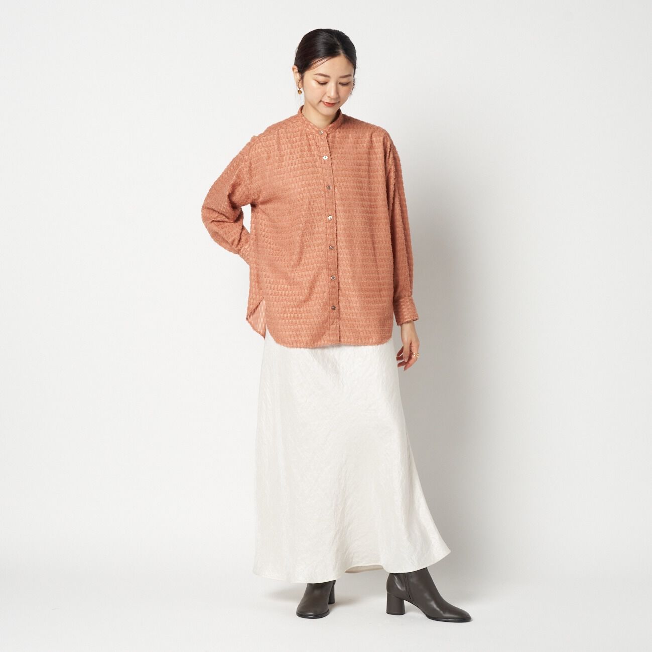 HELIOPOLE「HELIOPOLE CUT JACQUARD BAND COLLAR SHIRT」|シャツ・ブラウス|