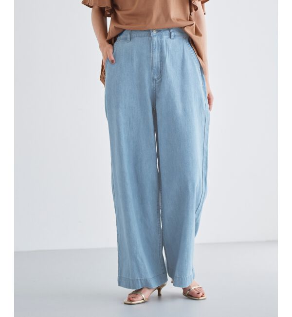 le.coeur blanc「ライトオンスデニムバギーパンツ」|デニム|Ｌ／ブルー