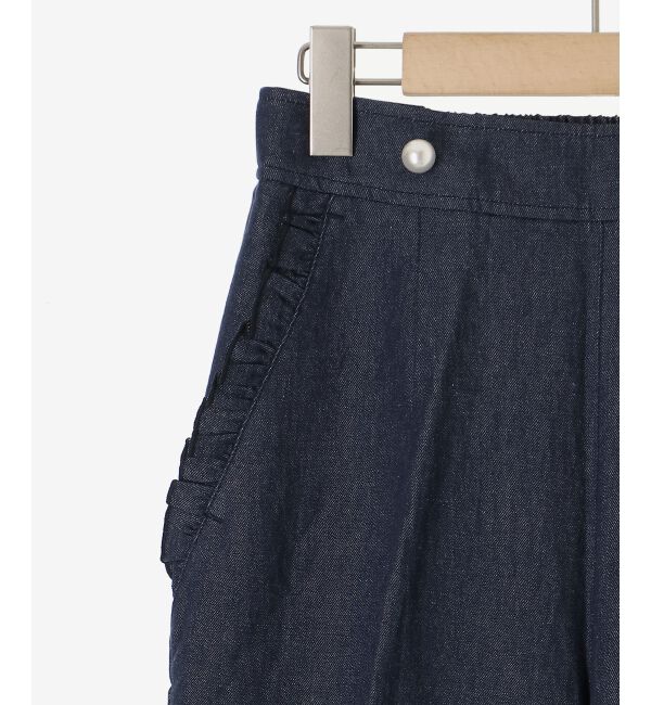  「Perle Peche フリルポケットデニムパンツ」|デニム|