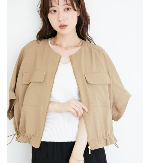  「《シワになりにくく速乾性》ドビークロスドロストブルゾン」|ブルゾン・スタジャン|キャメル