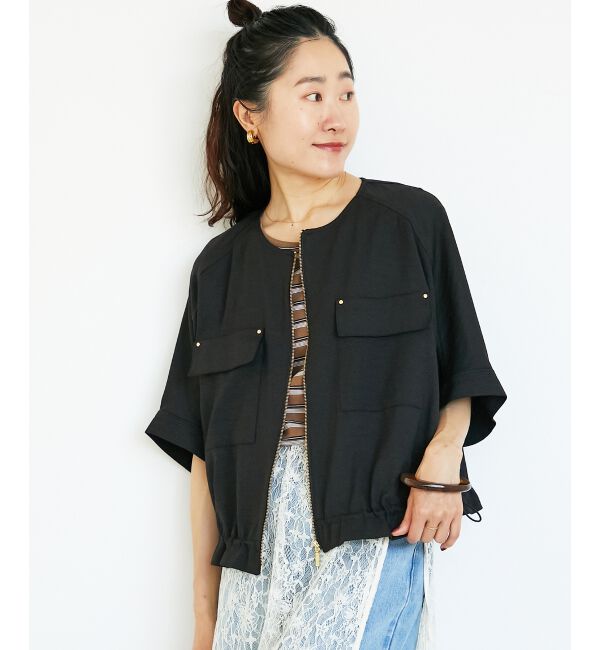  「《シワになりにくく速乾性》ドビークロスドロストブルゾン」|ブルゾン・スタジャン|ブラック