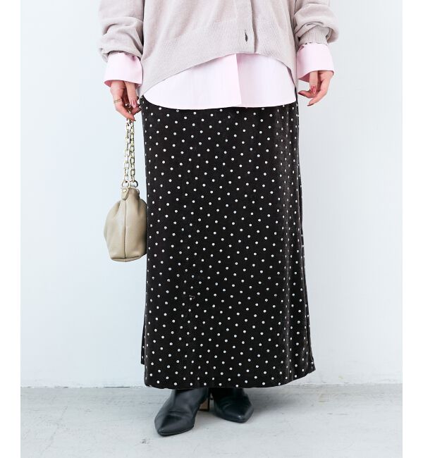  「グリッタードットベロアナロースカート」|スカート|ブラウン