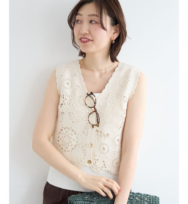  「TORRAZZO DONNAクロシェレースベスト」|ベスト・ジレ|
