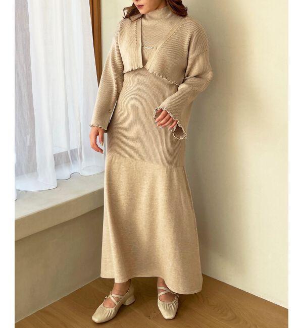 MAJESTICLEGON「プレートカーデsetニットワンピ」|ワンピース|